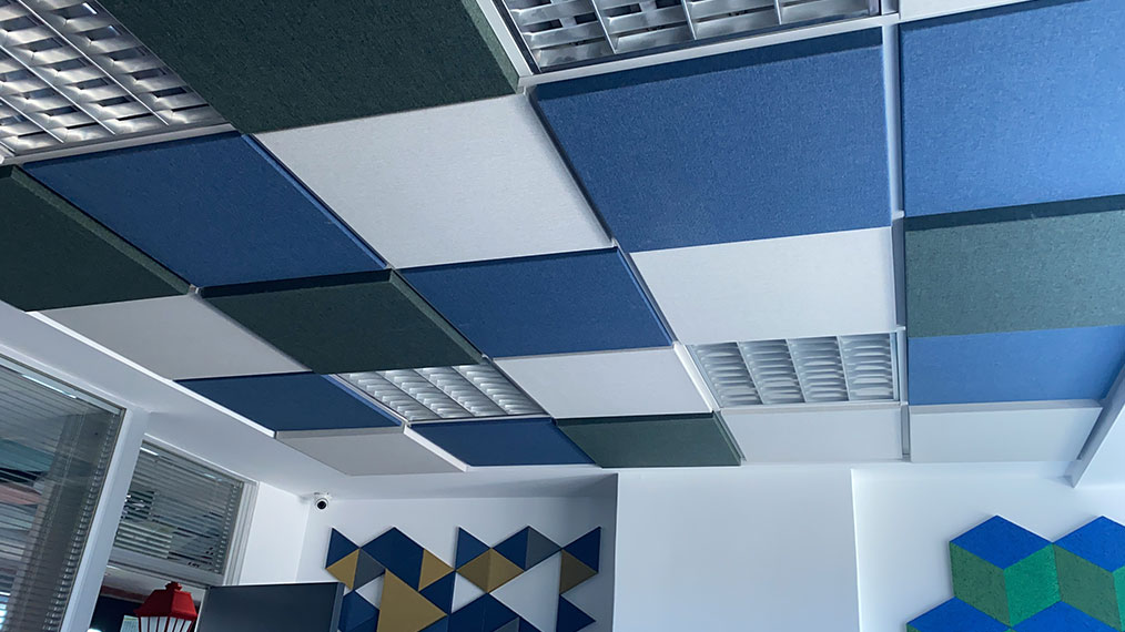 akustik kumaş kaplı asma tavan paneli