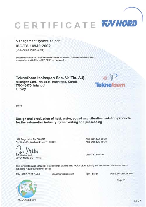 sertifika teknofoam
